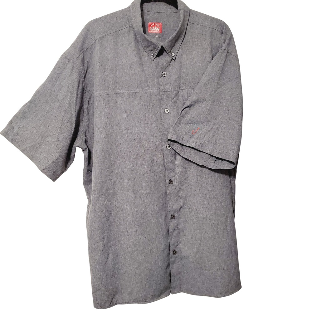 Red Hook Lure Men XXL Grey Short Sleeve Fishing Shirt Button Down JMT9427A
